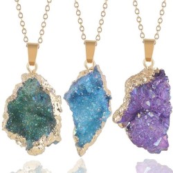 Natural crystal stone pendant - with necklaceNecklaces