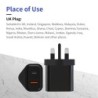 Wall charger - UK plug - type-C / USB dual ports - PD - fast charging - 20WChargers