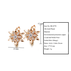 Golden flower earrings with crystalsEarrings