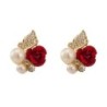 Elegant stud earrings - red rose / pearls / butterfly - crystalsEarrings