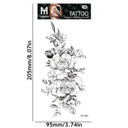 Black flowers - temporary tattoo - stickerStickers