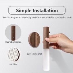 LED wooden wall light - infrared / night sensor - wireless - USB chargingWall lights