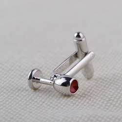 Wine glass / bottle - silver cufflinksCufflinks