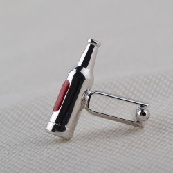 Wine glass / bottle - silver cufflinksCufflinks
