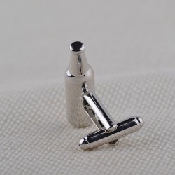 Wine glass / bottle - silver cufflinksCufflinks