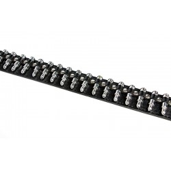 Black leather belt - with bullets / rivets - unisex - 110 cmBelts