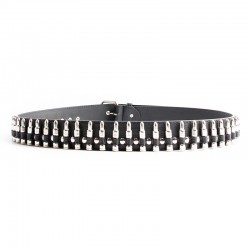Black leather belt - with bullets / rivets - unisex - 110 cmBelts