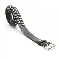 Black leather belt - with bullets / rivets - unisex - 110 cmBelts