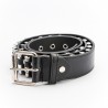Black leather belt - with bullets / rivets - unisex - 110 cmBelts