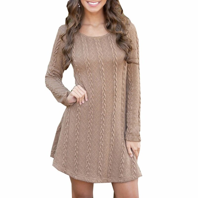 Short knitted dress - long sleeve sweaterDresses