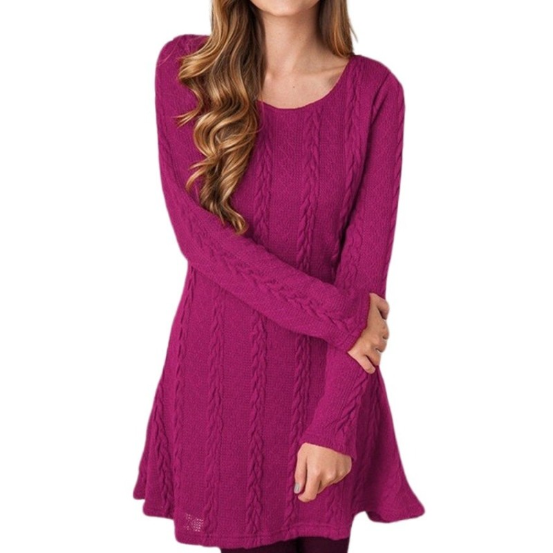 Short knitted dress - long sleeve sweaterDresses