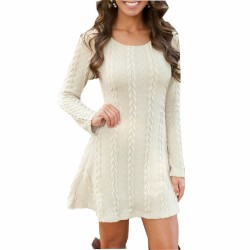 Short knitted dress - long sleeve sweaterDresses