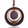 Vintage handmade pendant - long necklace - leather rope chainNecklaces