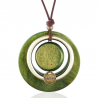 Vintage handmade pendant - long necklace - leather rope chainNecklaces