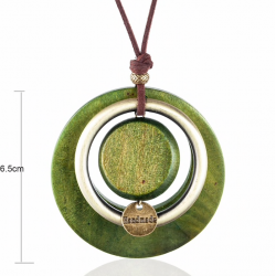 Vintage handmade pendant - long necklace - leather rope chainNecklaces