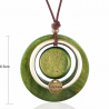 Vintage handmade pendant - long necklace - leather rope chainNecklaces