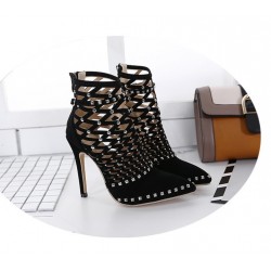 High heel ankle boots - cut out design - with rivets / zipperHigh heels