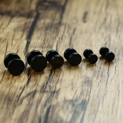 Black stud round earrings - unisexEarrings