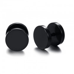 Black stud round earrings - unisexEarrings