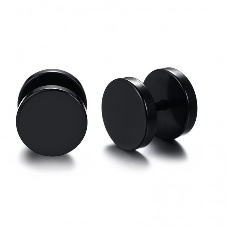 Black stud round earrings - unisexEarrings