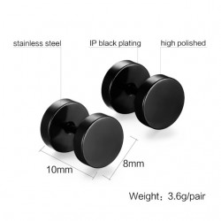 Black stud round earrings - unisexEarrings