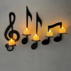 Wall mounted candle holder - black music notesCandles & Holders