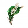 Green leaf / pearls / crystals - elegant broochBrooches