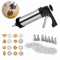Cookie press gun - icing / decorating - stainless steel - setBakeware