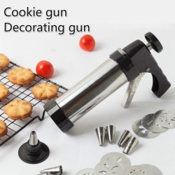 Cookie press gun - icing / decorating - stainless steel - setBakeware