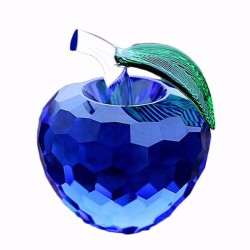 Crystal apple with green leaf - decoration - paperweight - 50mmStatues & Sculptures