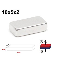 N52 - neodymium magnet - strong rectangular block - 10mm * 5mm * 2mm - 50 piecesN52