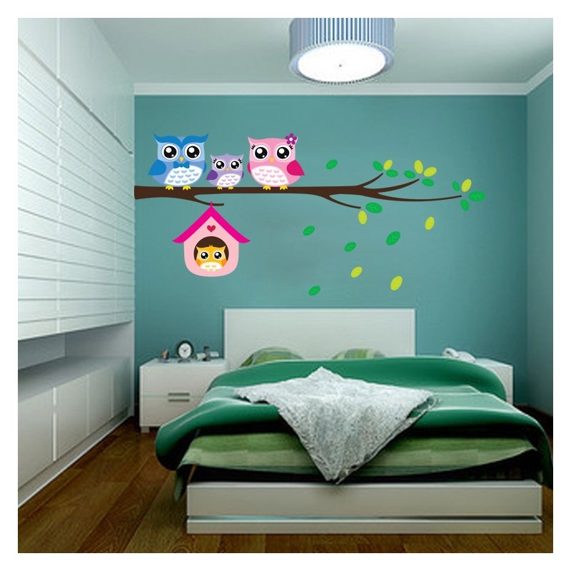 Owl family on tree / birds - vinyl wall sticker - removableWall stickers