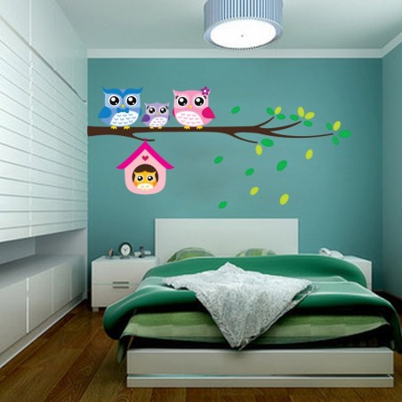 Owl family on tree / birds - vinyl wall sticker - removableWall stickers