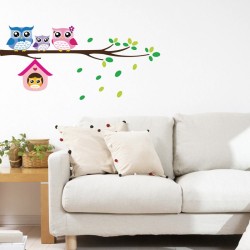Owl family on tree / birds - vinyl wall sticker - removableWall stickers