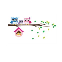 Owl family on tree / birds - vinyl wall sticker - removableWall stickers