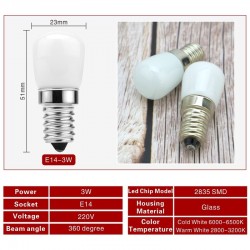 3W - E14 - AC 220V - LED - fridge bulb - 2 piecesE14