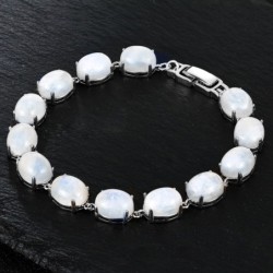 Elegant bracelet - natural moonlight stone - 925 sterling silverBracelets