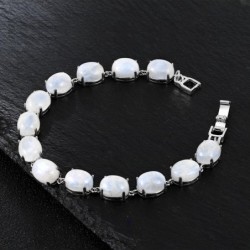 Elegant bracelet - natural moonlight stone - 925 sterling silverBracelets