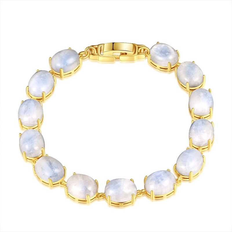Elegant bracelet - natural moonlight stone - 925 sterling silverBracelets