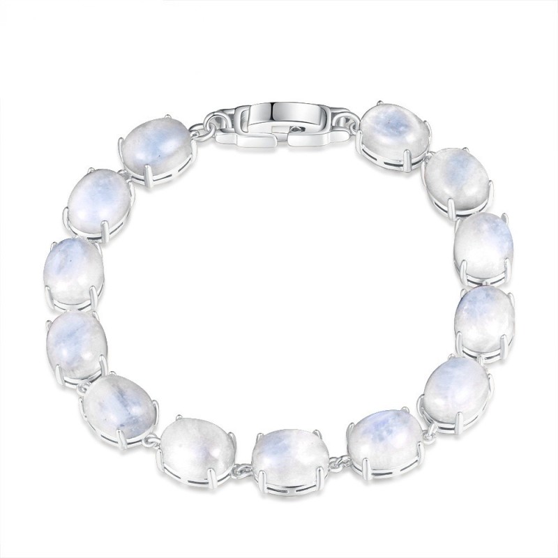 Elegant bracelet - natural moonlight stone - 925 sterling silverBracelets