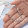 Elegant bracelet - zircon flowers - hearts - 925 sterling silverBracelets