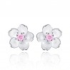 Cherry blossom with pink zirconia - stud earrings - 925 sterling silverEarrings