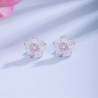 Cherry blossom with pink zirconia - stud earrings - 925 sterling silverEarrings