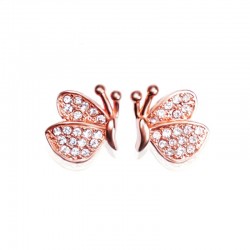Earrings with diamond butterflies - 925 sterling silverEarrings