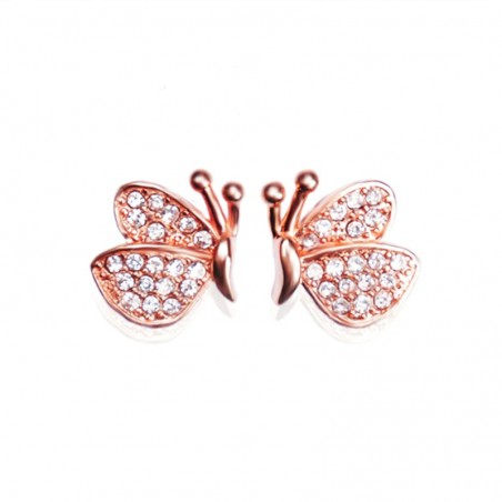 Earrings with diamond butterflies - 925 sterling silverEarrings