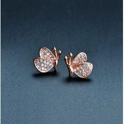 Earrings with diamond butterflies - 925 sterling silverEarrings