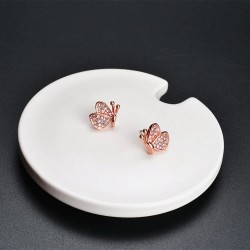 Earrings with diamond butterflies - 925 sterling silverEarrings
