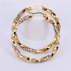 Golden hoop earrings with crystalsEarrings