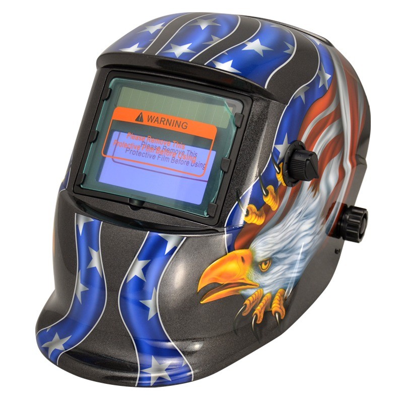 Welding helmet - auto darkening - solar battery operated - MIG TIG - DIN 4 - DIN 16 - red eagleHelmets