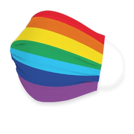 Protective face / mouth mask - antibacterial - disposable - rainbow pattern - 10 piecesMouth masks